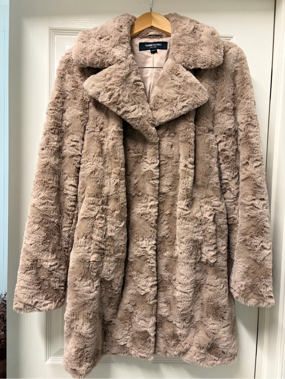 Kenneth Cole Taupe Faux Fur Teddy Jacket
